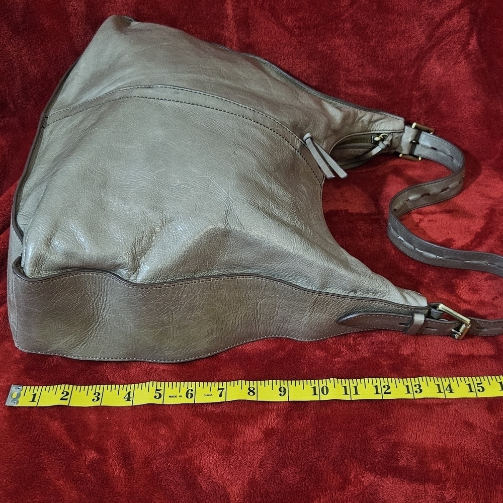 HOBO Gray Leather Satchel with Slouchy Silhouette - Picture 6 of 9